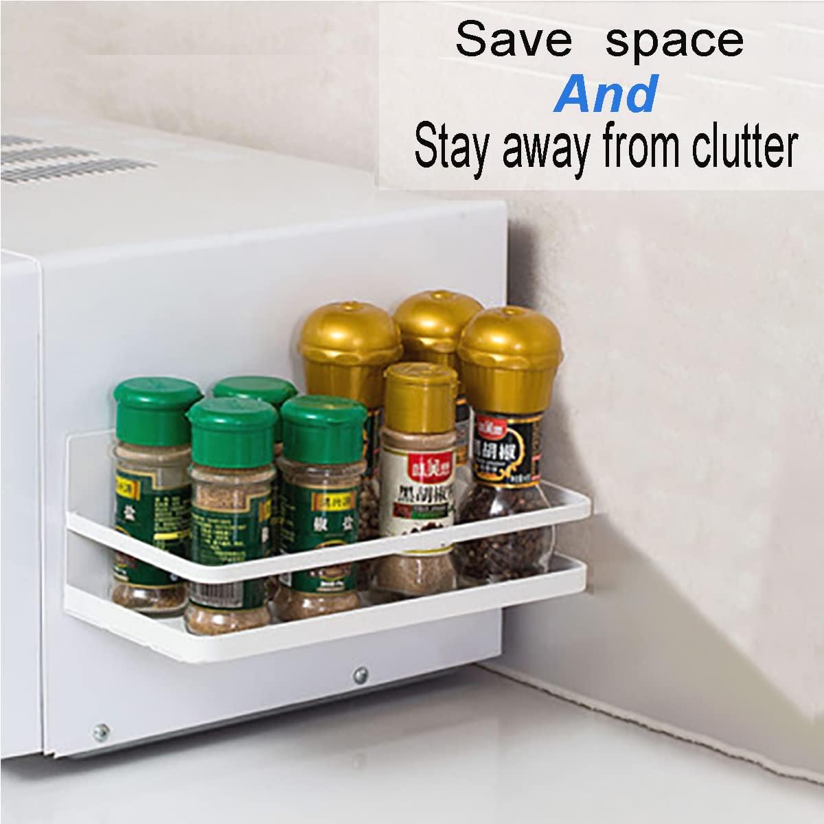 Magnetic Spice Rack Refrigerator Side Magnetic Spice Rack Kitchen Magnetic Shelf Magnetic Fridge Shelf Perfect Space Saver for Kitchen/Apartment 2 Pack (White)