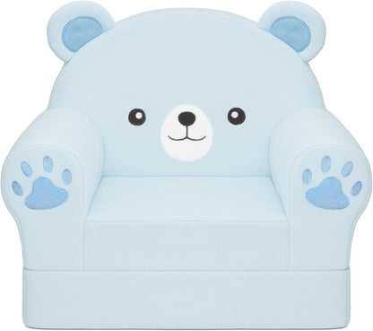 MONKISS Cute Toddler First Chair, Kids' Armchairs, Mini Couch for Baby, Blue Bear, 1~2.5 Years Old