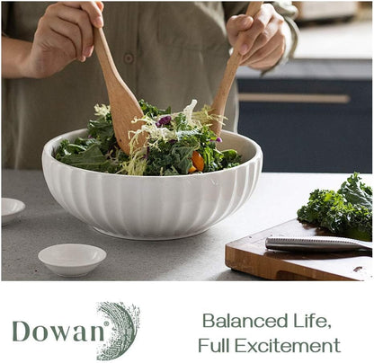 DOWAN 9.8'' Serving Bowls, 86 oz White Serving Platters, Large Ceramic Serving Dishes, Fruit Bowl, Set of 2, for Entertaining, Party, Kitchen, Dinner, Banquet, Housewarming Gift, Soft White