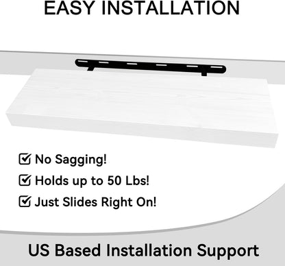 BGMG Wood Floating Shelves for Wall 30 inch Set of 2,White Floating Shelves,Solid Wood Wall Mount Shelves for Bathroom Living Room Bedroom Kitchen Farmhouse -30x 6.7 x1.25 inch