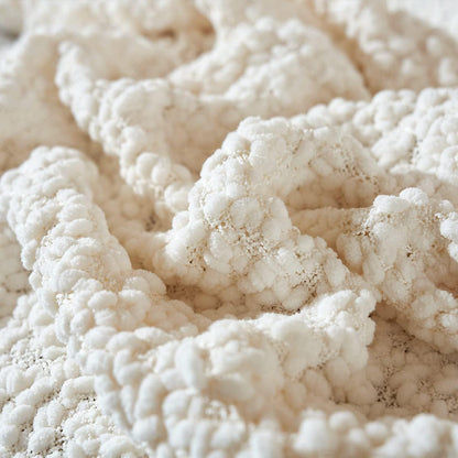 Amélie Home Knit Throw Blanket with Tassels for Couch, Luxury Boho Throw Blanket for Summer Ivory, 50"x60"