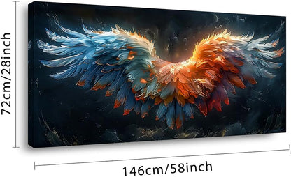 LASMOND Beautiful Colorful Angel Wings Religion Wall Art Decor Artwork for Girls Room Bedroom Living Room (58x28 Inches)