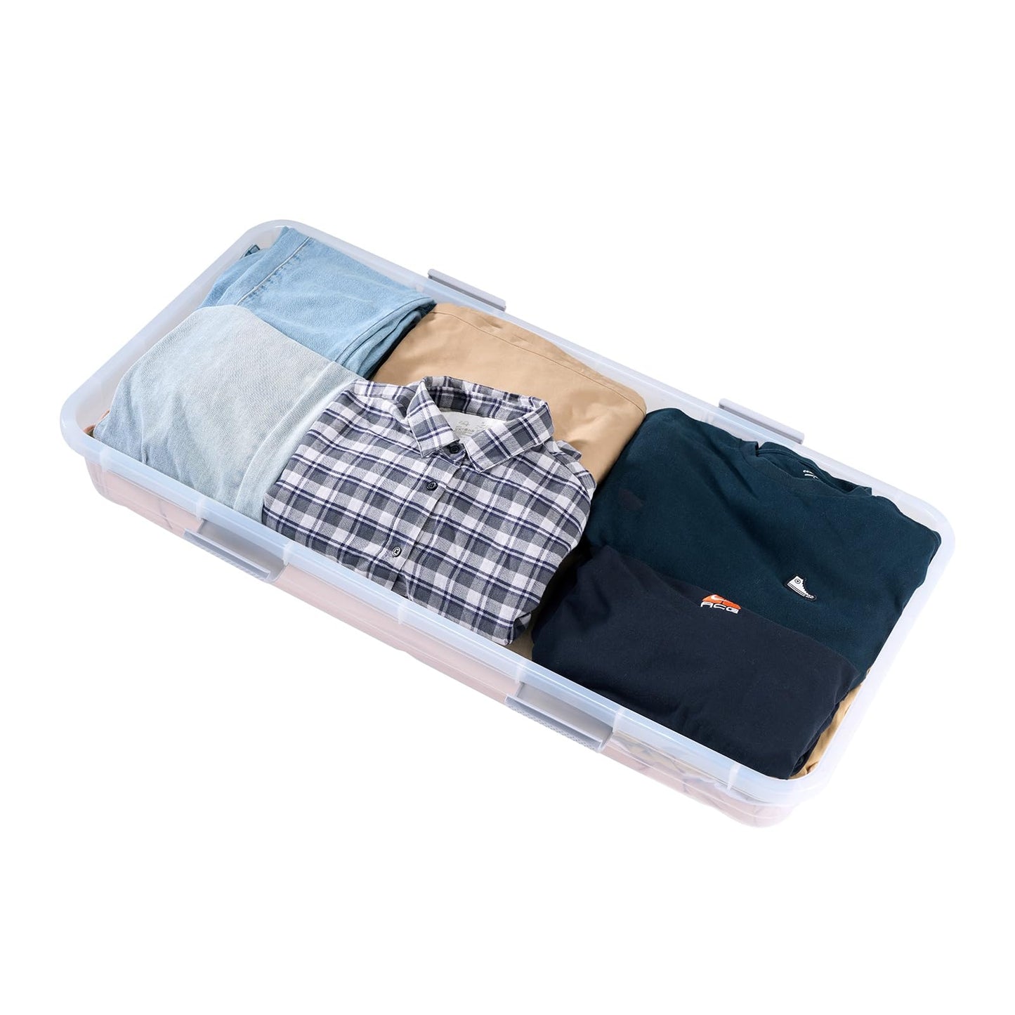 VEVOR Under Bed Storage with Wheels, 39.8 x 20.1 x 5.9 inch Underbed Containers, Underbed Shoes