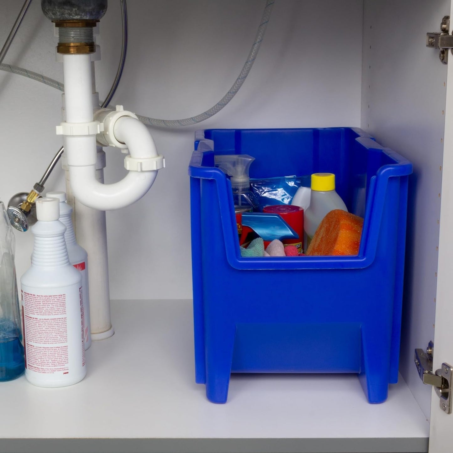 Akro-Mils 13014 Stak-N-Store Stackable Storage Bins, Heavy Duty Garage Storage Containers, Open