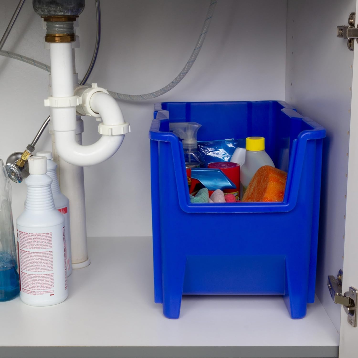 Akro-Mils 13014 Stak-N-Store Stackable Storage Bins, Heavy Duty Garage Storage Containers, Open