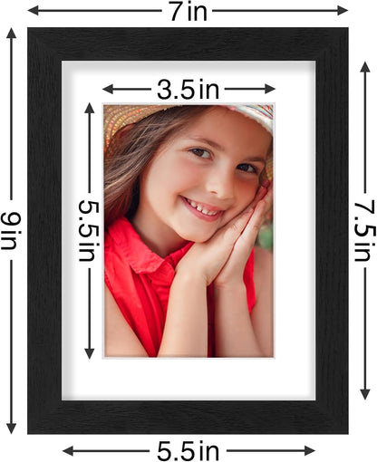 Vittanly 6x8 Picture Frames Set of 9, Shatter Resistant Plexiglass, Display 4x6 Pictures with Mat or 6x8 without Mat, Photo Frames for Wall or Tabletop, Engineered Wood, Black