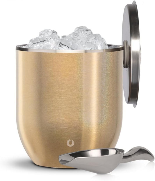 SNOWFOX Plus, Premium Vacuum Insulated Stainless Steel Ice Bucket with Lid/Scoop,Home Bar