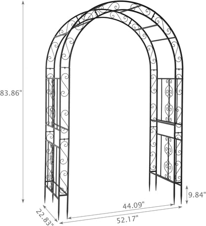 VINGLI Garden Arbor, Arch Archway for Wedding Ceremony Party, Steel Garden Trellis for Plant Climbing, Christmas Garden Decorations Pergola for Garden, Backyard, Lawn (Black, 52.2x22.8x83.9in)