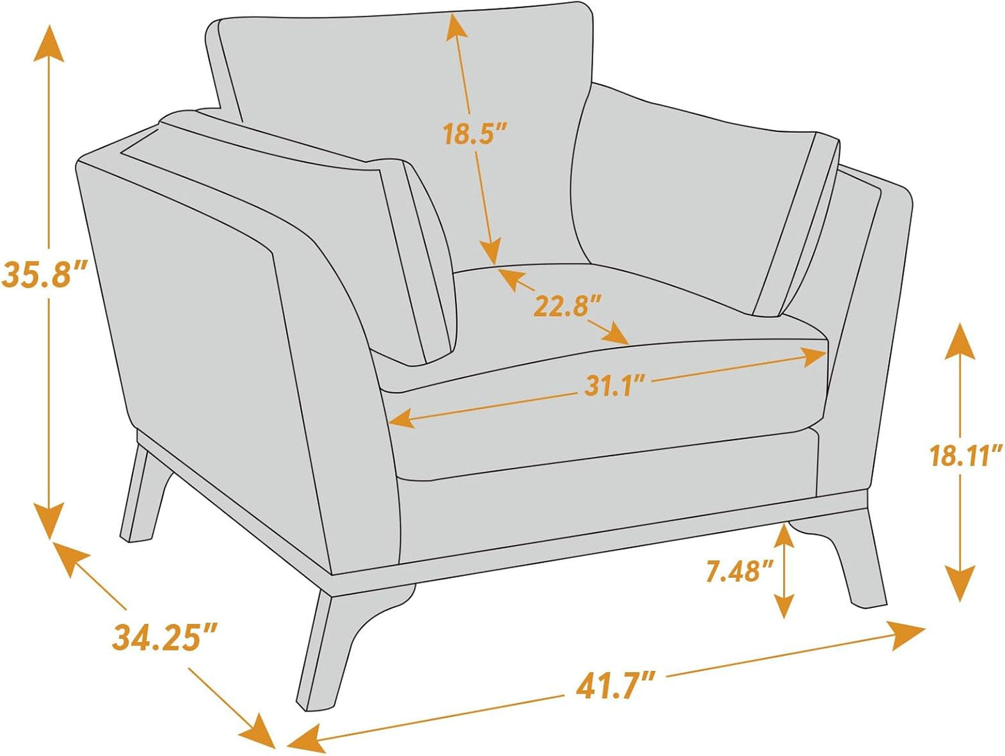 Large-Sized Accent Chair, Thick Cushion Bedroom Reading Chair, Comfortable Living Room Single Sofa, Boucle Milky White