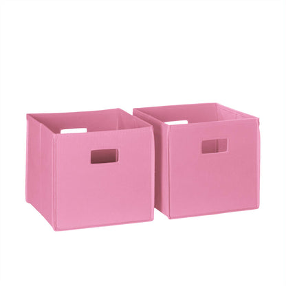 RiverRidge Folding Storage Bins - 2-pack of 10in Tall Pink Cubes