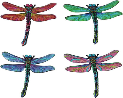 Metal Dragonfly Wall Decor Art, 4 Pack Colorful Metal Dragonflies Outdoor Wall Art, Hand Painted Outdoor Wall Decor for Garden, Yard, Fence, Patio, Outside, Living Room Decoration