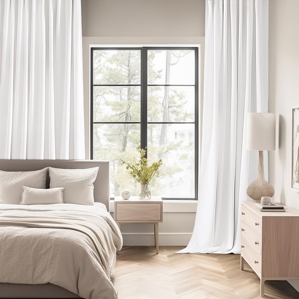 MIULEE Pure White Back Tab Blackout Curtains 120 Inch Long 2 Panels Set for Bedroom, Rod Pocket/Pinch Pleated Extra Long Thermal Insulated Living Room Darkening Light Blocking 10FT Drapes