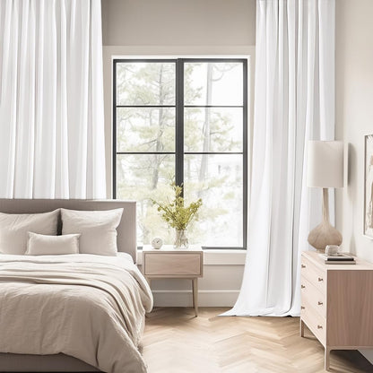 MIULEE Pure White Back Tab Blackout Curtains 90 Inches Long 2 Panels Set for Living Room Bedroom Privacy, Rod Pocket/Pinch Pleat Thermal Insulated Room Darkening Pleated Light Blocking Drapes