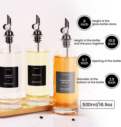 Molimoli Oil and Vinegar Dispenser with Metal Pour Spout, Weighted Pourer, Glass Bottle Dispenser for Kitchen, Olive Oil Cruet, Glass Olive Oil Bottle | 500ml, Set of 2