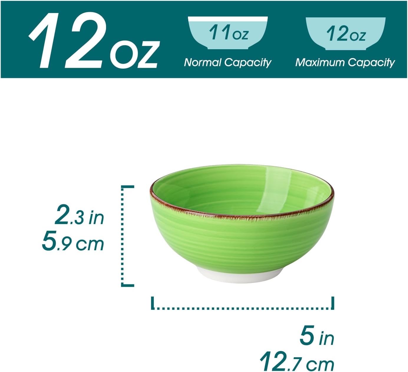 vancasso Bonita 12 Oz Small Bowls Set of 6, Ceramic Mini Dessert & Dipping Dishes, 5" Kids Bowls for Dip and Snacks, Microwave Safe Multicolor