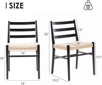 STARY Wood Rattan Dining Room Chairs with Comfortable Woven Seat,Fully-Assembled