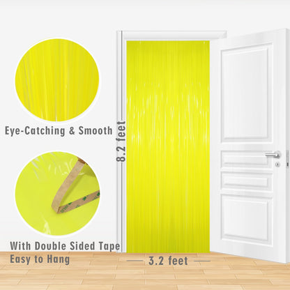 GOER 3.2 ft x 8.2 ft Metallic Tinsel Foil Fringe Curtains Party Photo Backdrop Party Streamers for Birthday,Graduation,New Year Eve Decorations Wedding Decor(5 Packs,Candy Lemon Yellow)