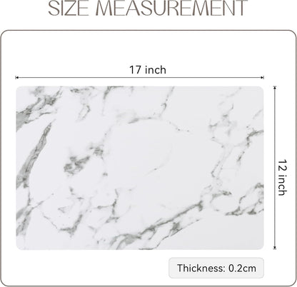 Romanstile Vinyl Placemats Set of 12-12 X 18 Inch - Heat Resistant Place Mats 100% Waterproof Oilproof Wipeable Reversible Faux Leather Table Mats for Kitchen/Dining/Party/Outdoor, Marble