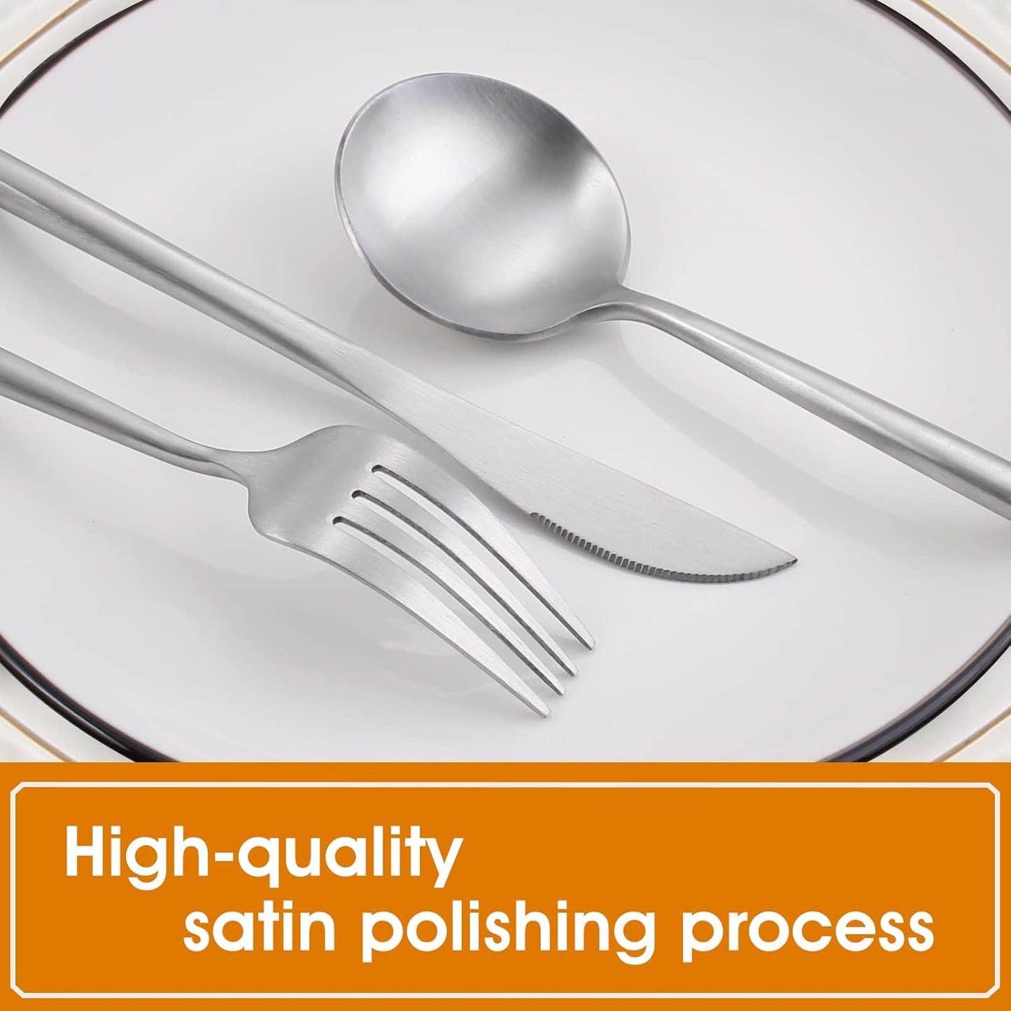 Matte Silverware Set, 20-Piece Stainless Steel Flatware, Tableware Cutlery Service for 4, Satin Finish Utensils, Knife Fork Spoon for Home and Restaurant, Dishwasher Safe