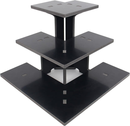 WANLIAN 3-Tier Corner Retail Table Display Stand, Portable Display Rack Shelves for Vendors, Craft Shows, Farmers Market, Pop Up Shop Countertop Black Risers for Display, Soap, Candles, Tumblers