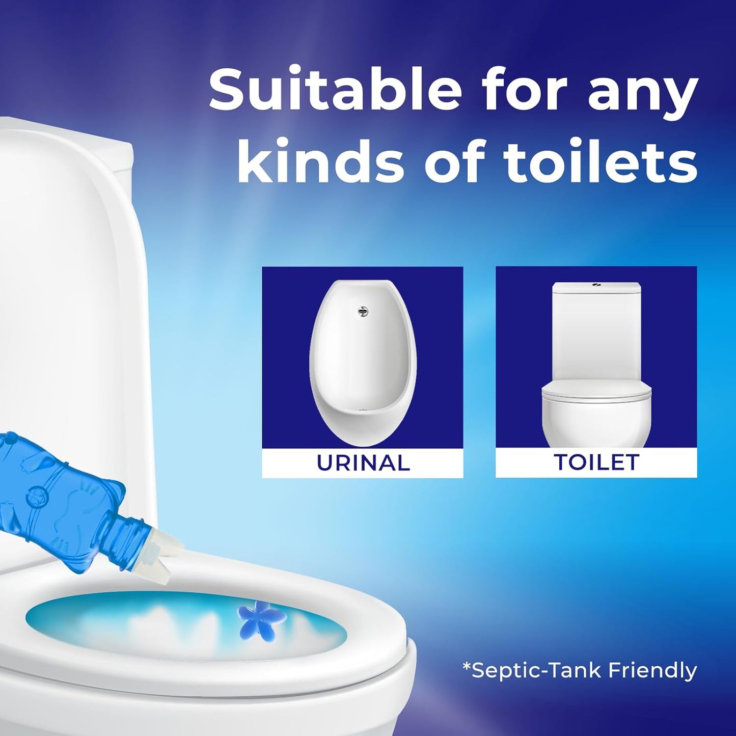 Toilet Gel Stamp - 8 Packs Toilet Bowl Cleaner Gel with Automatic Click, Freshener for Toilet Maintenance, 3.4oz, 6 Month Supply (Ocean)