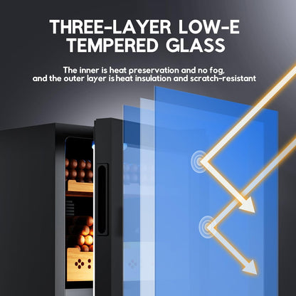 Tylza Cigar Humidor Cabinet 50L, Temp & Humidity Control Electric Humidors for Cigars, 370 Cigars, Digital Hygrometer, Safety Lock, Cigar Humidors with Cedar Wood Drawer Shelves, Cigar Gifts for Men