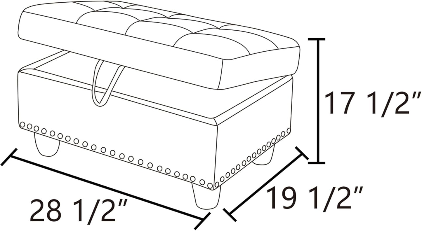 Ottoman Rectangular Storage Ottoman Bench, Flannel Footrest Stool Footstool with Lid for Living Room, Bedroom, Entryway, Gray, 29.1"x18.9"x17.3"