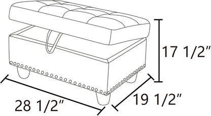 Ottoman Rectangular Storage Ottoman Bench, Flannel Footrest Stool Footstool with Lid for Living Room, Bedroom, Entryway, Gray, 29.1"x18.9"x17.3"