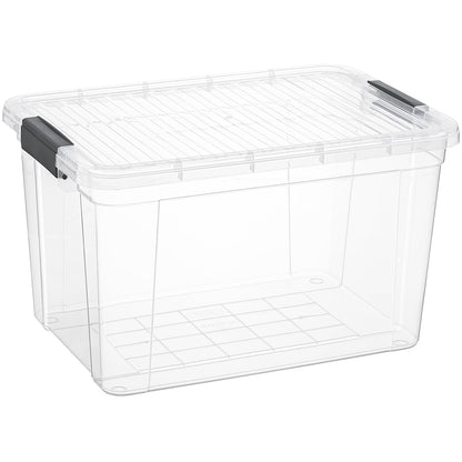 Superio Clear Storage Box with Lid, 26.5 Quart Plastic Container Bins for Organizing, Stackable