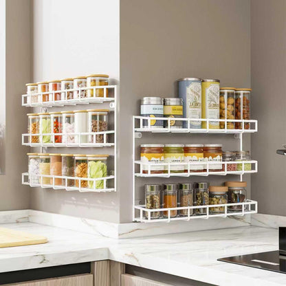 SUFAUY 2 Pack Spice Rack Organizer Wall Mount, 3 Tier Pantry Door Narrow Spice Rack Hanging Metal Shelf for Cupboard, Bathroom Shower Cosmetic, White