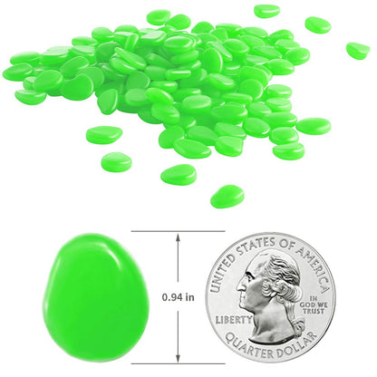 Glow Pebbles Green, 300 pcs Green Glowing Rocks for Outdoor Decor, Garden Lawn Yard, Aquarium, Walkway, Fish Tank, Pathway, Luminous Pebbles Powered by Light or Solar-Recharge Repeatedly