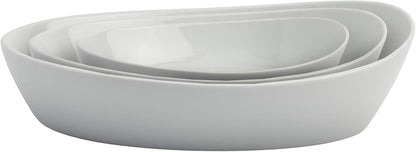 Denmark White Porcelain Chip Resistant Scratch Resistant Commercial Grade Serveware, 3 Piece Oval Serving Bowl Set