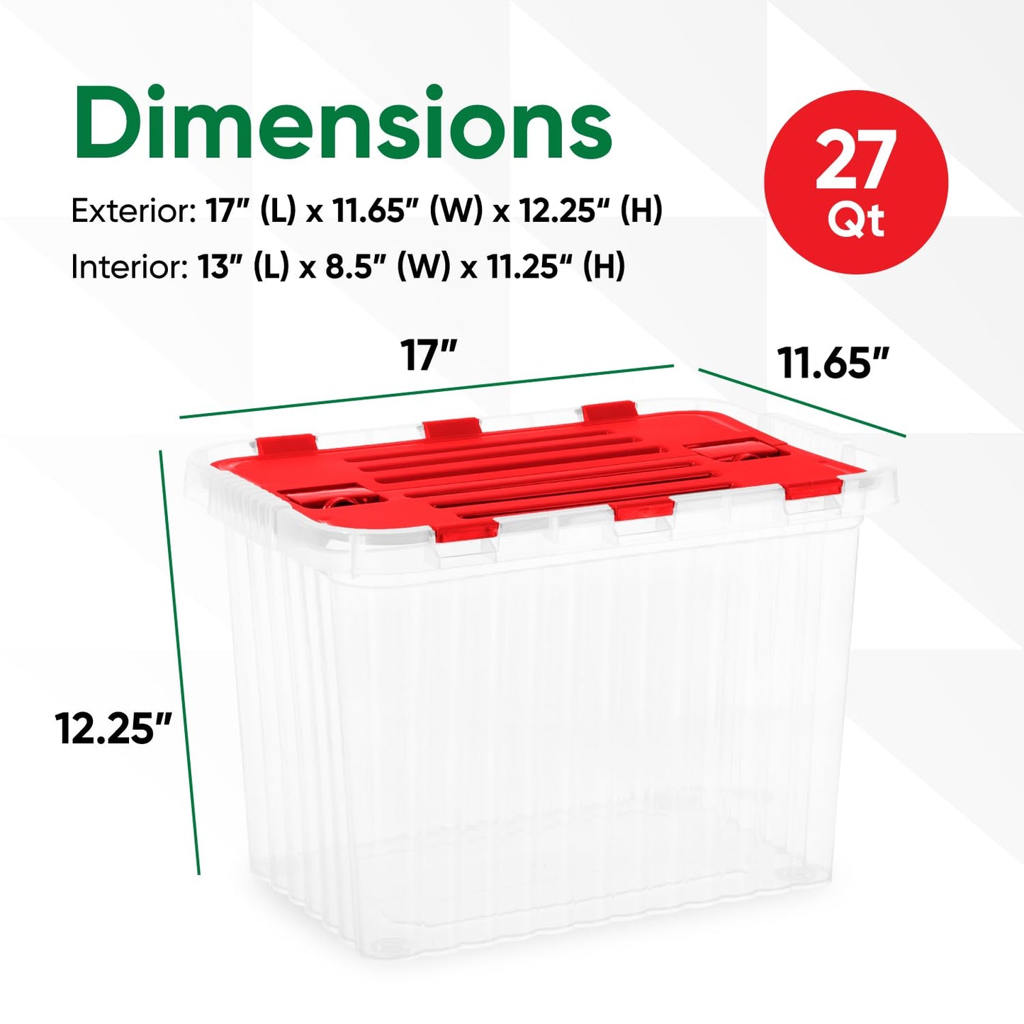 Superio Red Storage Box with Red Hinged Lids, Plastic Container Bins for Organizing with Attached