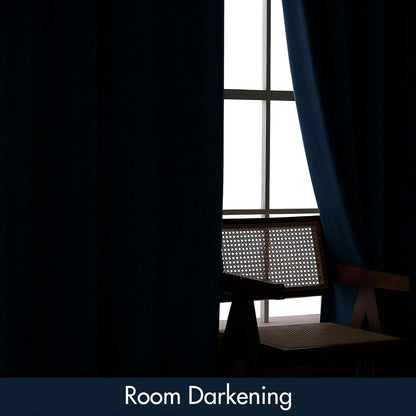 MIULEE Velvet Blackout Curtains Navy Blue Thermal Insulated Drapes for Bedroom Living Room Darkening 84 Inches Long Curtains Panels Rod Pocket Set of 2