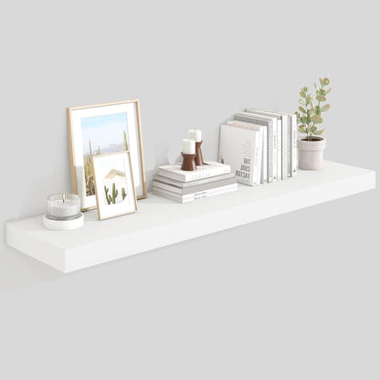 Heimlove 48" White Floating Shelves for Wall,10 Deep Rustic Wood Display & Storage Wall Shelves with Heavy Duty Brackets for Bathroom,Bedroom,Kitchen,Living Room,Office