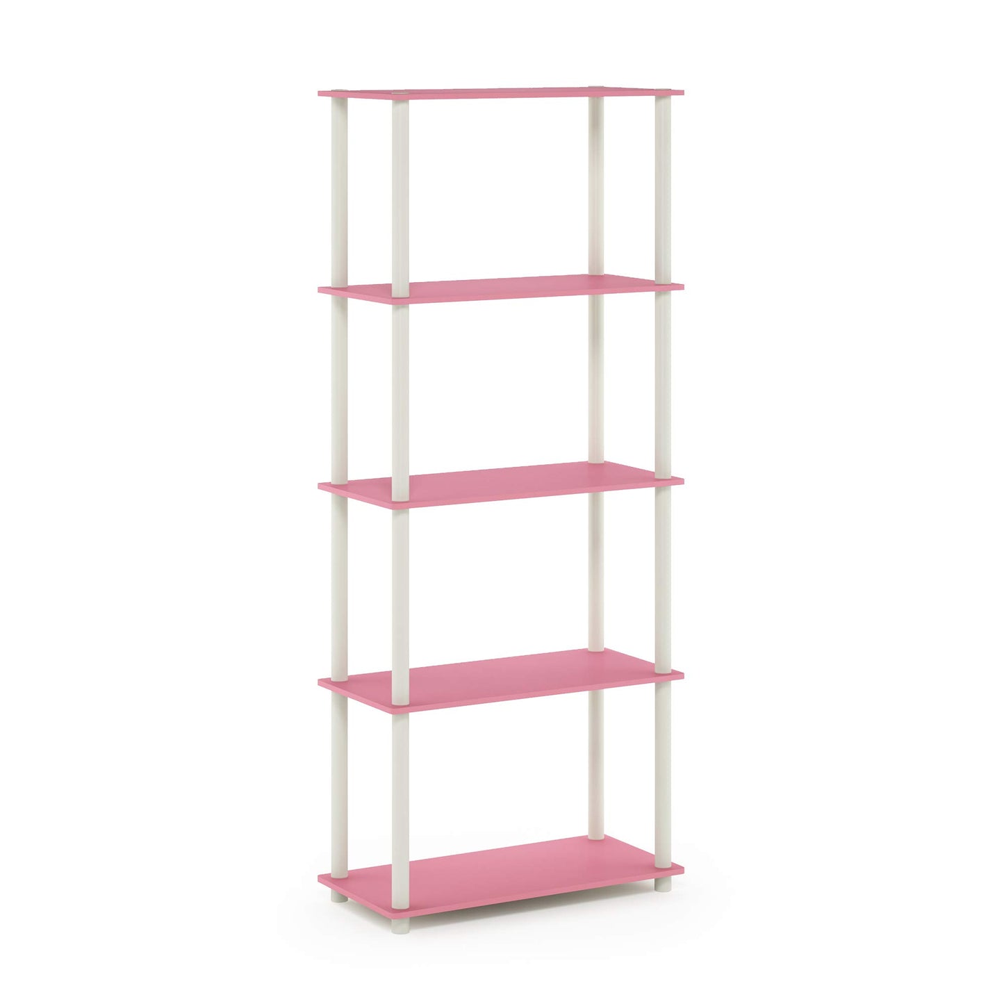 Furinno TURN-N-TUBE Storage Shelves, 5-Tier Book Shelf, Corner Shelf, Toolless Open Shelves, for