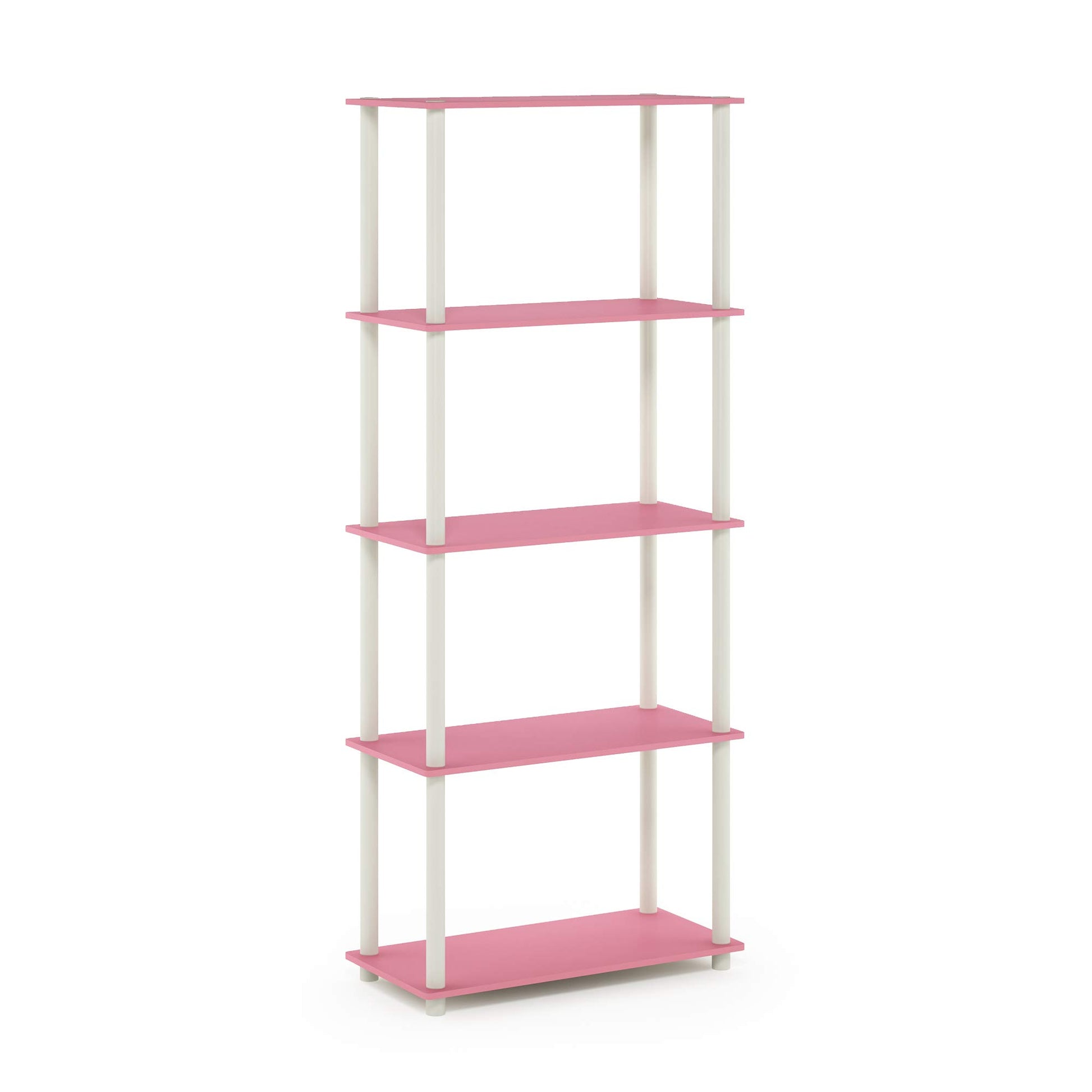 Furinno TURN-N-TUBE Storage Shelves, 5-Tier Book Shelf, Corner Shelf, Toolless Open Shelves, for