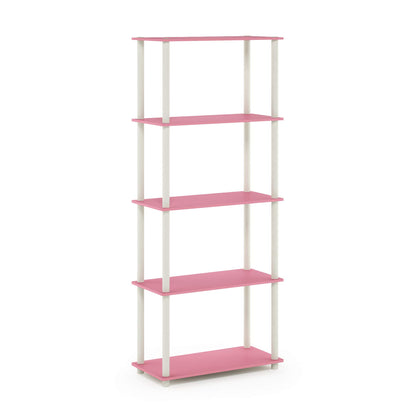 Furinno TURN-N-TUBE Storage Shelves, 5-Tier Book Shelf, Corner Shelf, Toolless Open Shelves, for