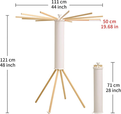 LEQ Drying Rack Portable,Foldable Drying Rack Clothing with 12 Wood Drying Arms, Standing Laundry Hanger Rack Round Collapsible & Portable Handle for Laundry Room, Balcony, Bedroom, RV