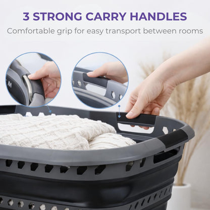 Laundry 360 Collapsible Laundry Basket 40L | Portable | Space Saver Storage | Hold 2 Loads | Store