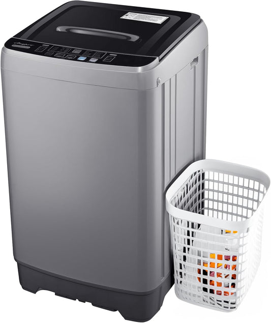 Portable Washing Machines 17.8LBS Full Automatic Clothes Washer and Spinner Combo with 10 Programs and 8 Water Levels, Compact Laundry Wash Spin Dryer for Apartment RV Dorm Home, Grey