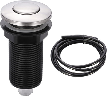 RQYEKDO Garbage Disposal Air Switch Kitchen Sink Top Long Stainless Steel Brushed Nickel Long 2.5" for Food and Waste Disposal On/Off Air Button Parts