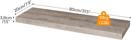 HOOBRO Floating Shelves for Wall, Wall Mounted Shelf Set of 2, 31.5" Hanging Shelf with Invisible Brackets, for Wall in Bathroom, Bedroom, Toilet, Kitchen, Living Room, Office, Greige BG80BJP201