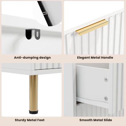 8 Drawer Dresser for Bedroom, Fluted 55" Wide Modern Chest of Drawers with Deep Drawers, Wooden Dresser Organizer for Living Room, Hallway, Kids Room, White