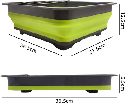 THANSTAR Collapsible Dish Drying Rack for RV Campers Portable Dinnerware Drainer Organizer for Kitchen Travel Trailer-Green
