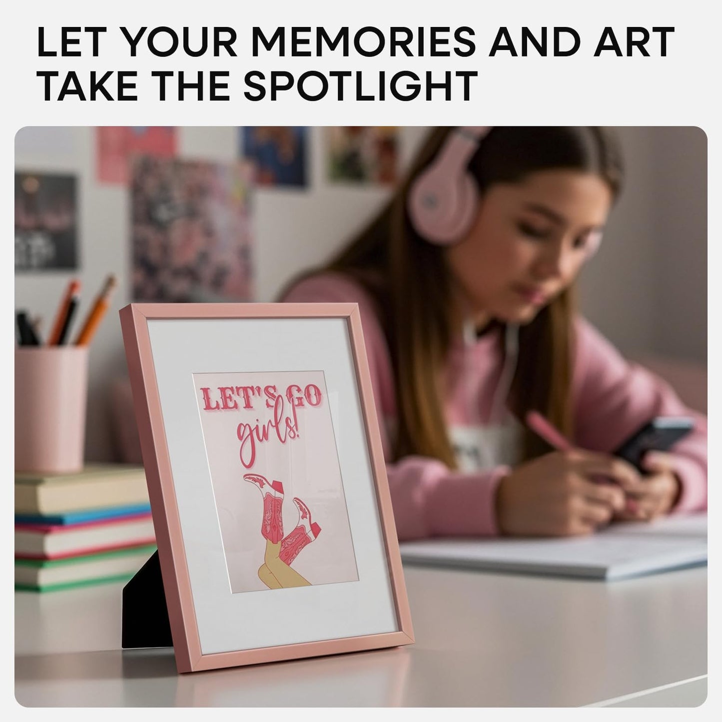 Homeforia A5 Frame Rose Gold, High End Metal 5.8 x 8.3 Picture Frames Matted to 4.1 by 5.8 inch Art, A5 Display Photo Frame with Mat A6, 5.8x8.3 Rose Poster Frames, Tempered Glass, Wall Kit, Set of 1