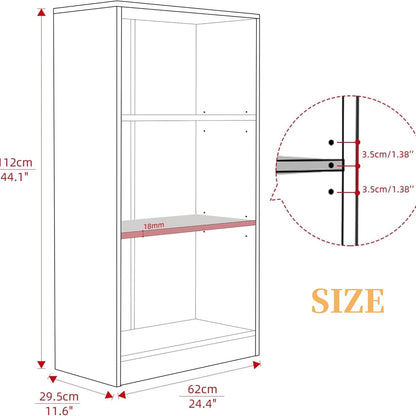 Bookshelf, Open Modern Bookshelf, 3 Shelf Bookcase with Freestanding Display Storage, Wooden Book Shelf for Bedroom, Living Room, Dinning Room, Office, Brown