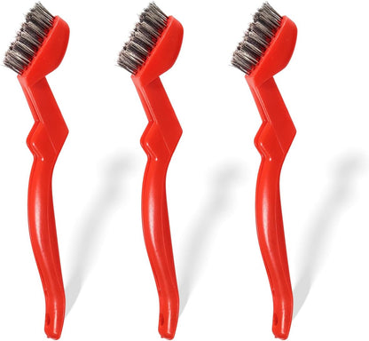 GOLDEN SMILE 3-Pack Heavy-Duty Stainless Steel Wire Brushes – 7" Ultra-Stiff 5x29 Grid (40% Denser Bristles) – Resists Bending, Rust & Grime Blaster for Industrial Cleaning