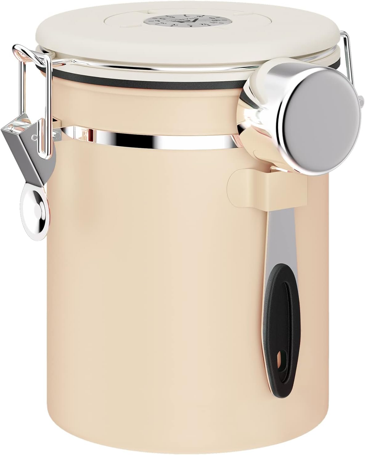 ShanSon Coffee Canister Airtight Coffee Container Stainless Steel Coffee Bean Storage Container with CO2 Release Valve and Scoop Coffee Canister for Beans,Grounds,Sugar,Flour,Tea,Cereal,22OZ,Brown