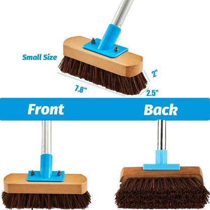 Heavy Duty Deck Brush with Long Handle - 60" Floor Scrub Brush with Stiff Natural Palmyra Bristles, Outdoor Scrubber Brushes for Cleaning Rough Surface, Concrete Floor, Patio, Garden, Sidewalk